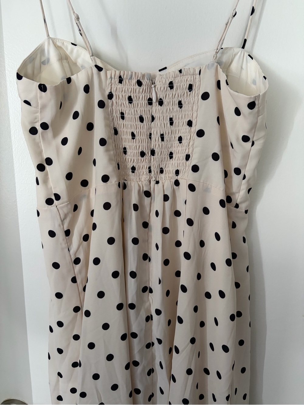 Abercrombie & Fitch Cream Maxi Slip Dress with Black Polka Dots - Picture 4 of 4